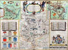 After JOHN SPEED (1552-1629) British Huntingdon Both Shire and Shire Towne with the Ancient Citie