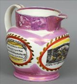 A 19th century Sunderland lustre jug Decorated with a view of the Iron Bridge at Sunderland