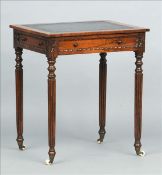 An early 19th century rosewood ladies writing table, in the manner of Gillows The leather inset
