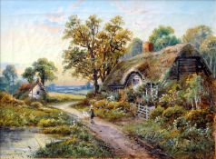 STANLEY CLARK (19th century) British Figure on a Rural Country Path Oil on canvas Signed 40 x 29.5
