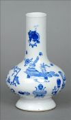 A small Chinese blue and white vase The slender neck above the bulbous body decorated with various