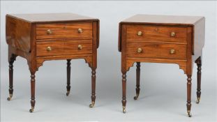 A pair of 19th century mahogany bedside dressing tables, in the manner of Gillows Each rectangular