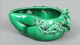 An 18th century Chinese porcelain apple green brush washer Of fruit form; together with an 18th