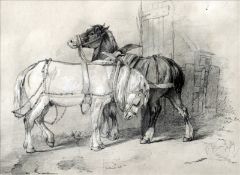 P. BOND (19th/20th century) British Study of Horses Pencil heightened with bodycolour Signed and