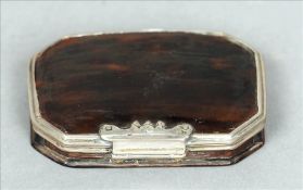 A late 18th/early 19th century tortoiseshell snuff box Of canted rectangular form, the lid with