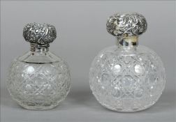 An Edwardian silver topped cut glass scent bottle, hallmarked Chester 1902, maker`s mark of JD WD