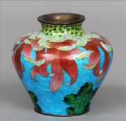 A late 19th century cloisonne vase Of squat bulbous form, the neck decorated with stars above