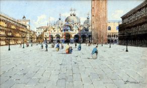 J.H. BIONDETTI (19th/20th century) Italian Figures in St. Marks Square, Venice Watercolour Signed