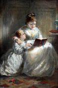 WILLIAM EMERSON (active 1817-1843) British Reading Time Oil on panel Signed 14.5 x 22 cms, framed