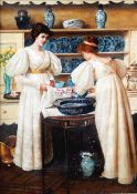 After GUSTAVE LEONHARD DE JONGHE (1829- 1893) Belgian After Tea Oil on canvas Bears signature 33 x