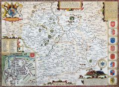 After JOHN SPEED (1552-1629) British Leicester Both County and Citie Described Hand coloured print