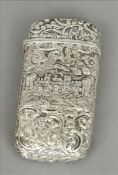 A Victorian silver spectacle case by Nathaniel Mills Typically embossed with vies of Windsor and