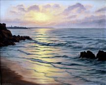 *AR ROGER DE LA CORBIERE (1893-1974) French Coastal Scene with Sunset; and Coastal Scene by