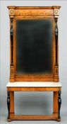 A Regency satinwood and ebony marble topped serving/pier table, in the manner of Thomas Hope The