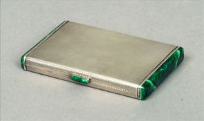 An Art Deco style onyx mounted silver cigarette case The interior stamped 925, maker`s mark of C & C