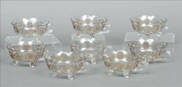 A 19th century gilt decorated glass dessert set Each vessel with etched gilded foliate decoration