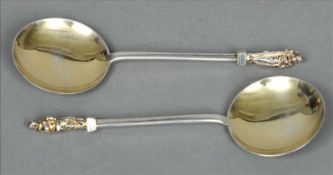 A pair of Victorian silver Apostle spoons, hallmarked Sheffield 1893, maker`s mark of RMAH Each with