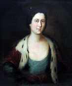 ENGLISH SCHOOL (18th century) Portrait of a Lady, wearing a sable stole Oil on canvas 62 x 75 cms,