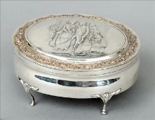 An Edwardian silver jewellery box, hallmarked London 1905, maker`s mark of WC The embossed domed