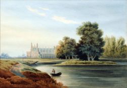 GEORGE REYNOLDS GILL (1827-1904) British Eton College From the River Watercolour Signed 35.5 x 25.
