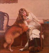 *AR After MARGARET COLLIER (1872-1945) British Woman`s Best Friend Oil on panel Bears signature 34.5