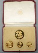 A George VI 1937 Royal Mint gold specimen proof coin set Comprising: a half sovereign, a full