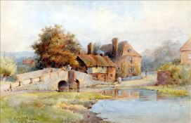 A. LOUIS (19th/20th century) British The Ford at Eynsford, Kent Watercolour Signed and titled 32 x