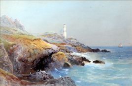 WILLIAM ARNEE FRANK (1808-1897) British The Old Lighthouse Watercolour Signed 47.5 x 31 cms,