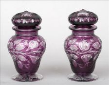 A pair of early 20th century Stevens and Williams of Stourbridge intaglio cut cameo jars and