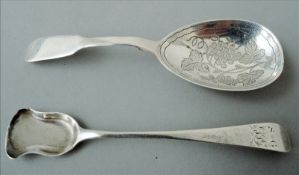 A William IV silver salt spoon, hallmarked Sheffield 1834, maker`s mark Hester Bateman Together with