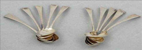 A set of ten George III Old English pattern tablespoons, hallmarked London 1797, maker`s mark of