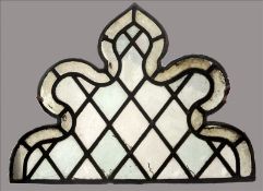 Five antique leaded stained glass panels Each of shaped arched outline. 61.5 x 47 cms. (5) Generally