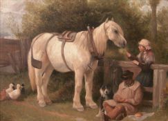 ENGLISH SCHOOL (20th century) Ploughman`s Lunch Oil on canvas 39 x 29 cms, framed Generally in