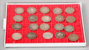 Twenty various silver crowns Including seven George III, three George IV, one young head Victoria,