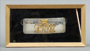 A Victorian silver mounted military pouch, hallmarked Birmingham 1897, maker`s mark of Bent & Parker