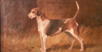 Manner of JOHN EMMS (1843-1912) British Portrait of a Hound Oil on canvas 37 x 19 cms, framed