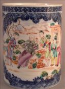 An 18th century Chinese Export porcelain mug Decorated with figures in a riverside landscape and