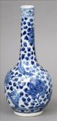 An 18th century Chinese blue and white bottle vase The tall slender neck above a bulbous body