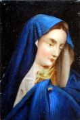 A 19th/20th century Continental porcelain plaque Decorated with the Virgin Mary, framed and