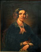 CONTINENTAL SCHOOL (19th century) Portrait of a Young Lady With Flowers in Her Hair Oil on canvas 70