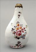 A 19th century Continental enamelled snuff bottle The bulbous white ground decorated with floral