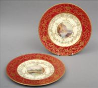 Two Royal Worcester hand painted cabinet plates, retailed by Ovingtons of New York Each signed