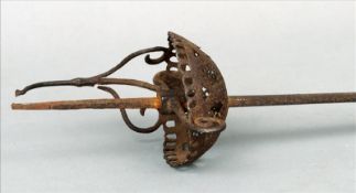 An 18th century Spanish basket hilt sword The basket with pierced decoration. 99 cms long. Handle