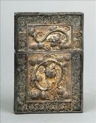 A 19th century Chinese unmarked white metal filigree card case Decorated to either side with