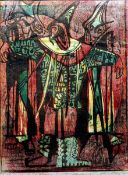 BRUCE ONOBRAKPEYA (born 1932) Nigerian Dancing Masquerader II Limited edition lino cut, state 4, 1