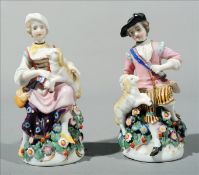 A pair of Samson "Chelsea" scent bottles and stoppers Modelled as a shepherd and shepherdess with