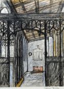 *AR VALERIE THORNTON (1931-1991) British Lavenham Church Interior Pencil Signed 18.5 x 24.5 cms,