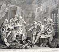 After WILLIAM HOGARTH (1697-1764) British The Rake`s Progress, plates II to VIII Published June 25th