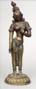 A 19th century Indian bronze figure of a deity, possibly Parvati 30 cms high. Generally in good