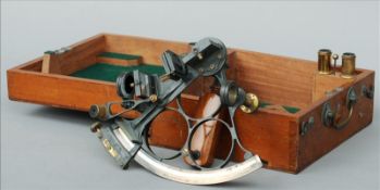 A 20th century cased sextant The base inscribed D. Forbes, Nautical Academy, Southampton, the case